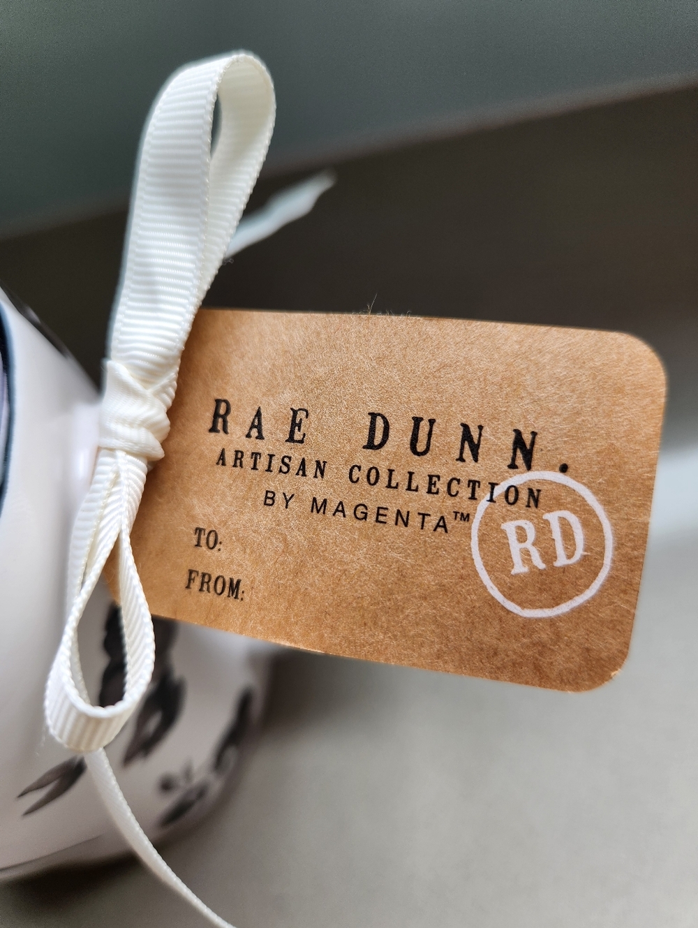 Rae Dunn White and Black Flower Floral "TEA" 16 OZ Mug -WHITE **NEW - Picture 6 of 7